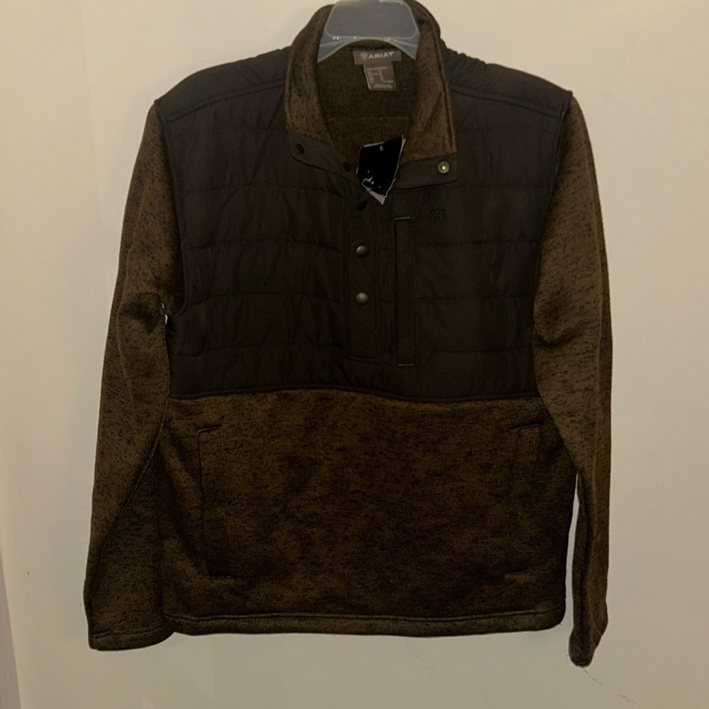 Ariat Caldwell reinforced snap sweater. Brown. Medium